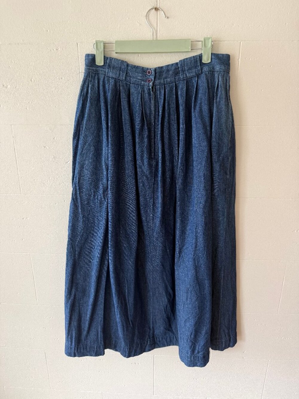 Polo Ralph Lauren | Vintage 90s Pleated Denim Maxi Skirt | Size 12 - Picture 8 of 9